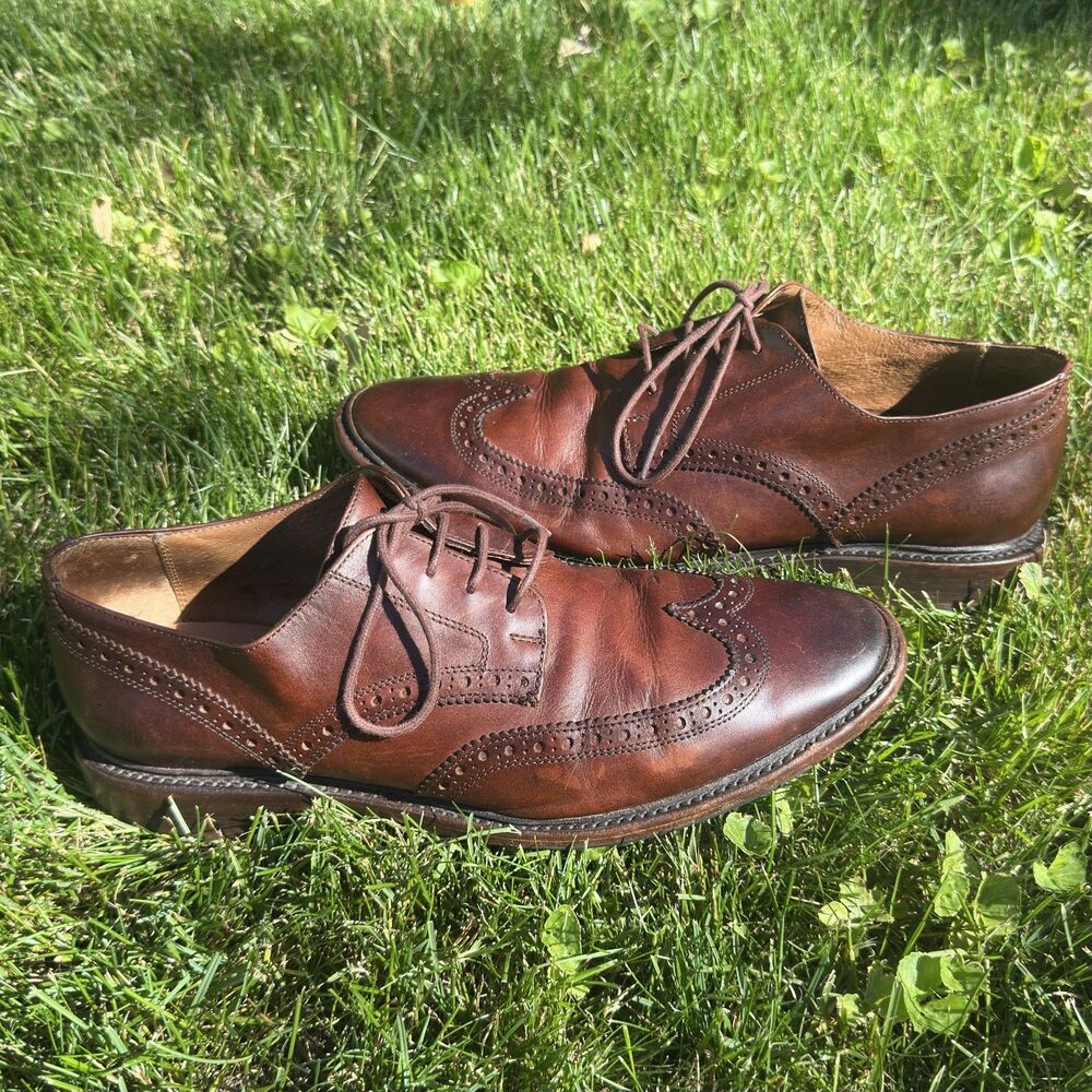 Frye Dress Shoes Mens 11D James Wingtip Brogue Gunnboat Oxford Brown Casual